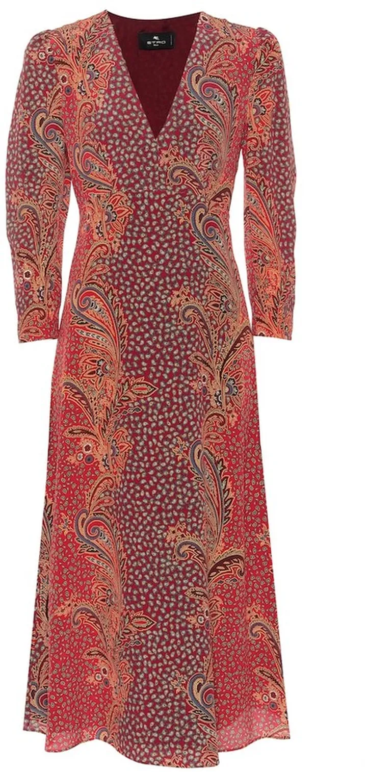 Paisley silk midi dress