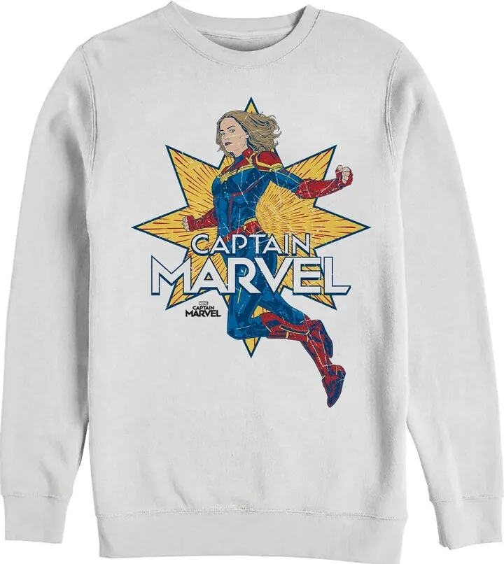 Men's Marvel Captain Marvel Vintage Star Sweatshirt - White - X Large