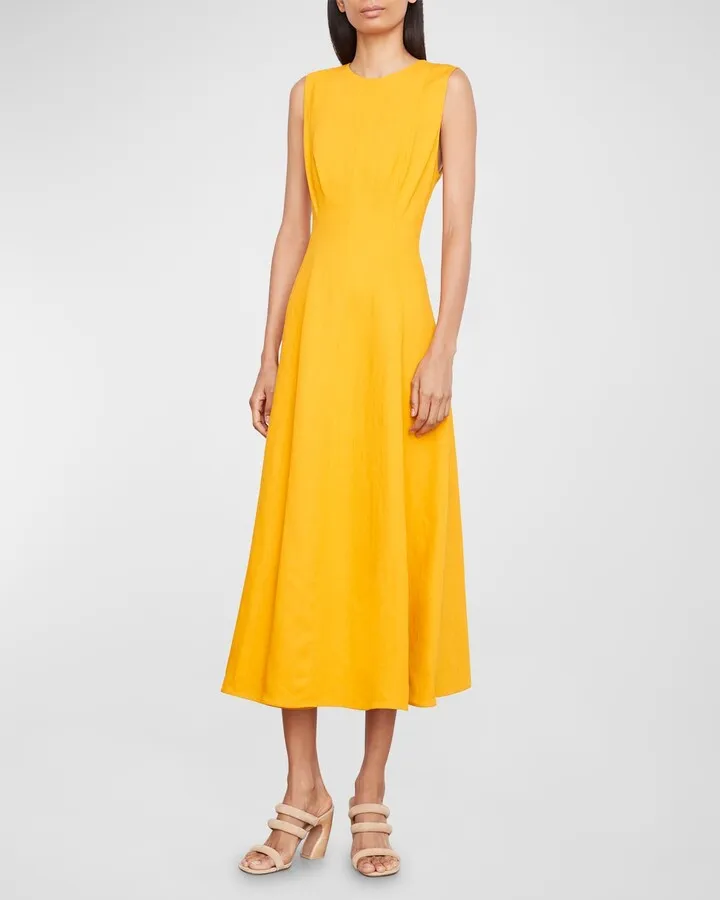 Paneled Sleeveless Scoop-Neck Midi Dress