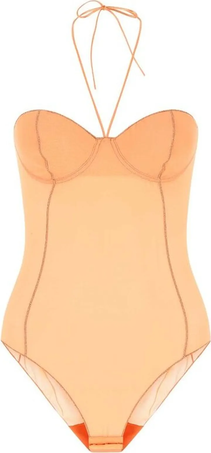Oséree Halter-Neck Sheer Bodysuit