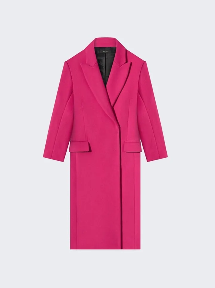 Long Wool Coat Fuchsia Pink