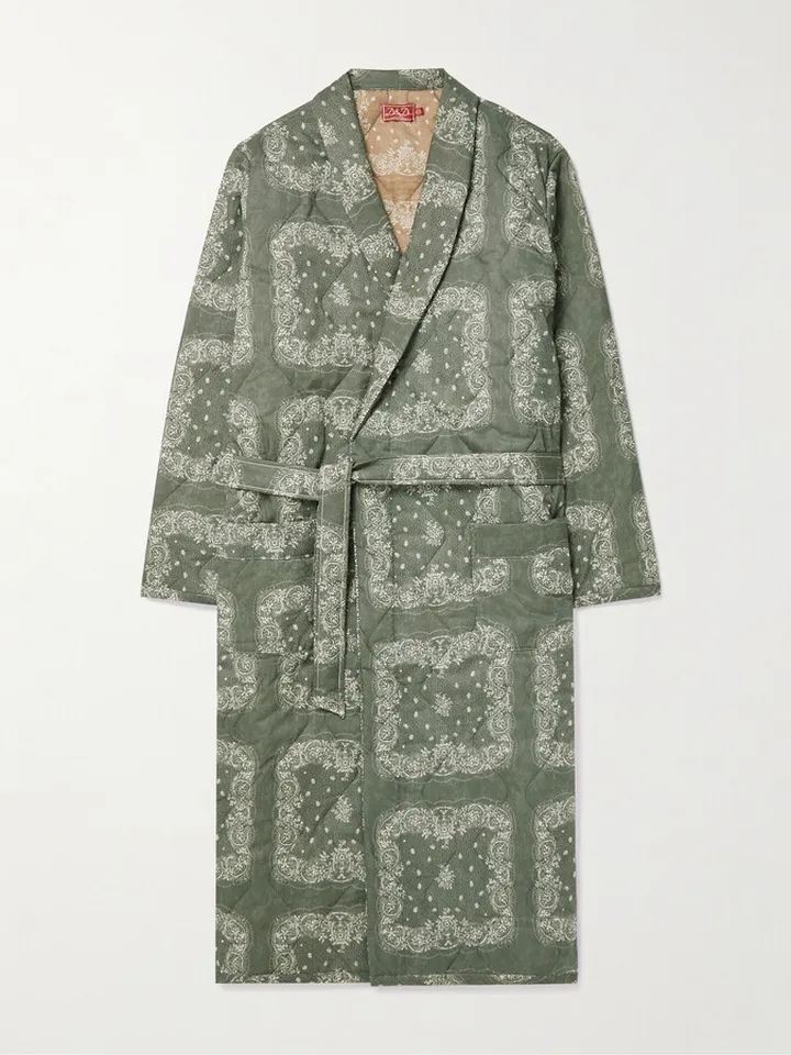 Quilted Bandana-Print Cotton Robe