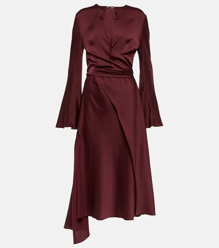 Wrap satin midi dress