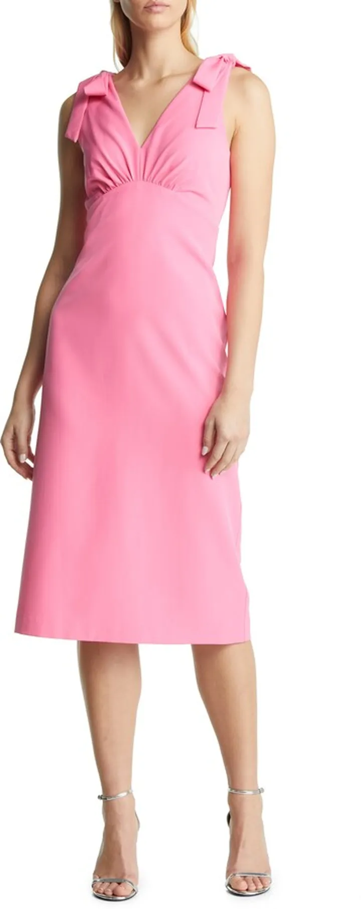 V-Neck Tie Sheath Dress