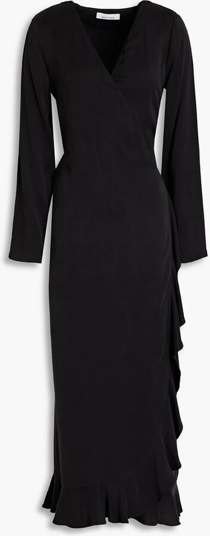 Limon ruffled crepe midi wrap dress