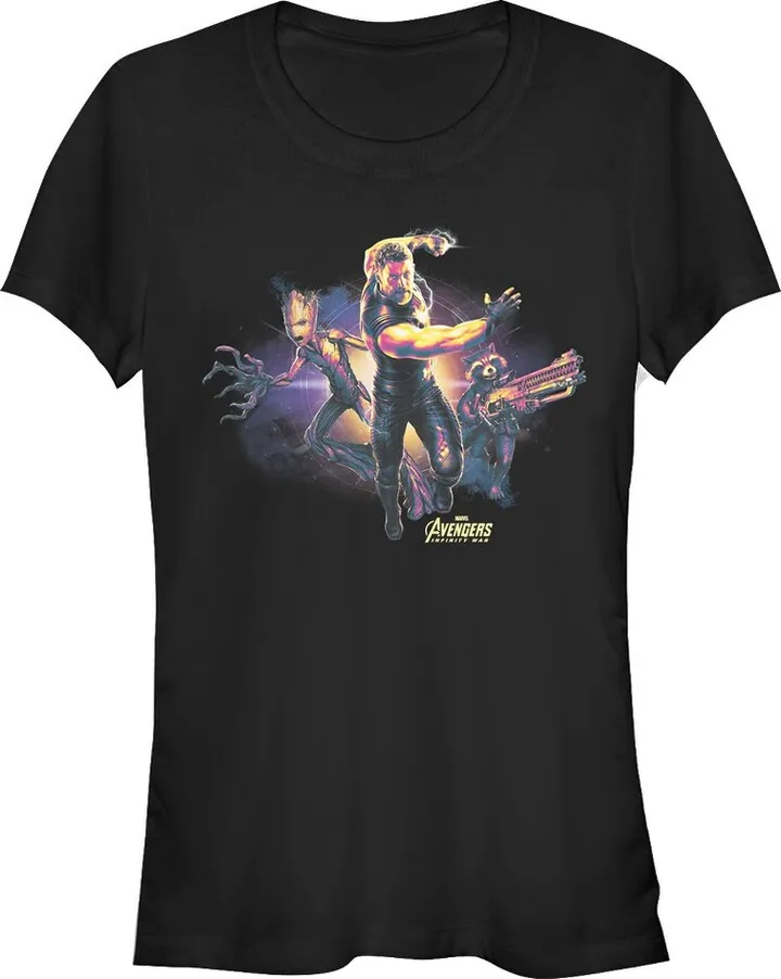 Junior's Marvel Avengers: Infinity War Thor Trio T-Shirt - Black - 2X Large
