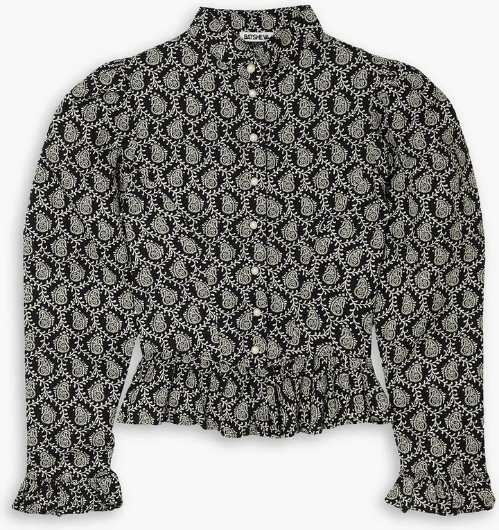 Grace gathered paisley-print cotton-poplin blouse