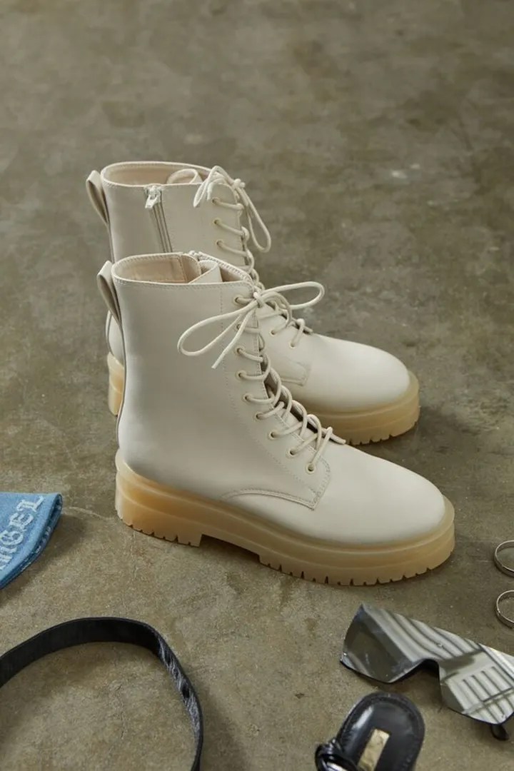 Lace-Up Faux Leather Booties
