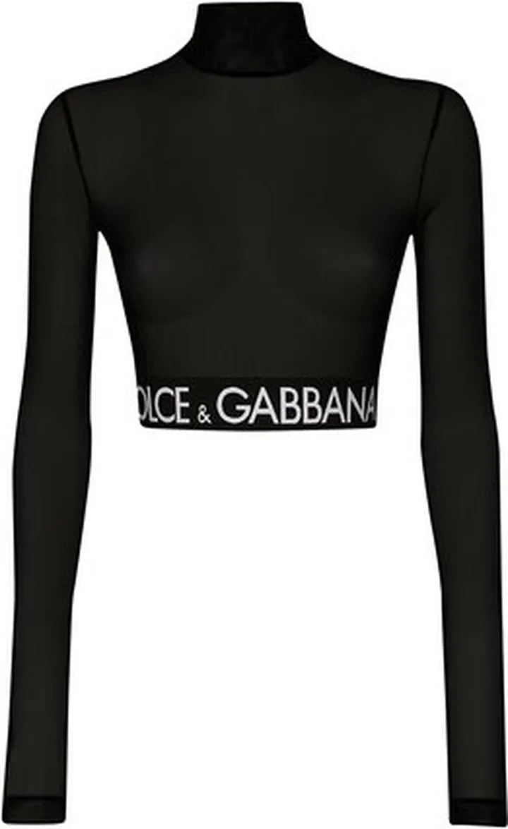Tulle turtle-neck top