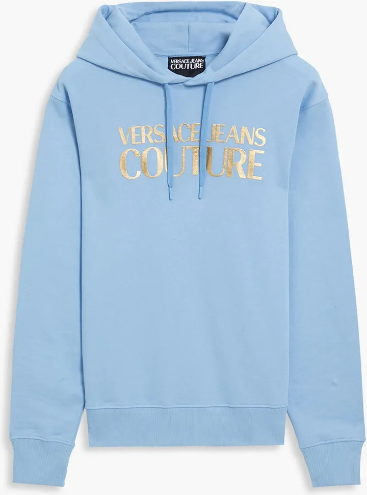 Metallic printed French cotton-terry hoodie