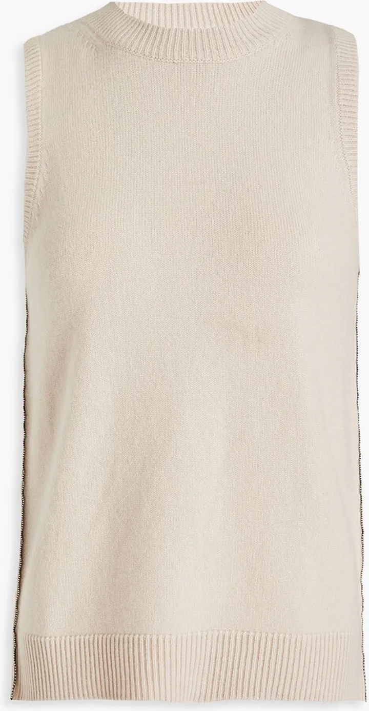 Bead-embellished cashmere vest