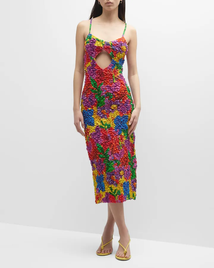 Kimiko Floral Smocked Popcorn Midi Dress