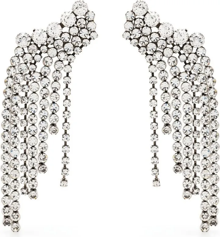 Crystal-Embellished Fringe Earrings