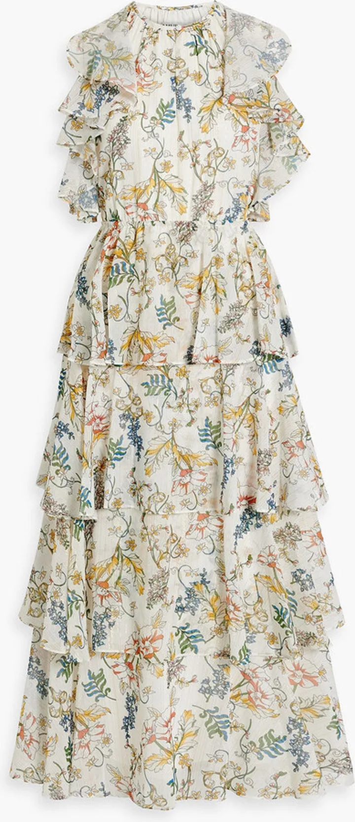 Tiered floral-print crepe de chine maxi dress