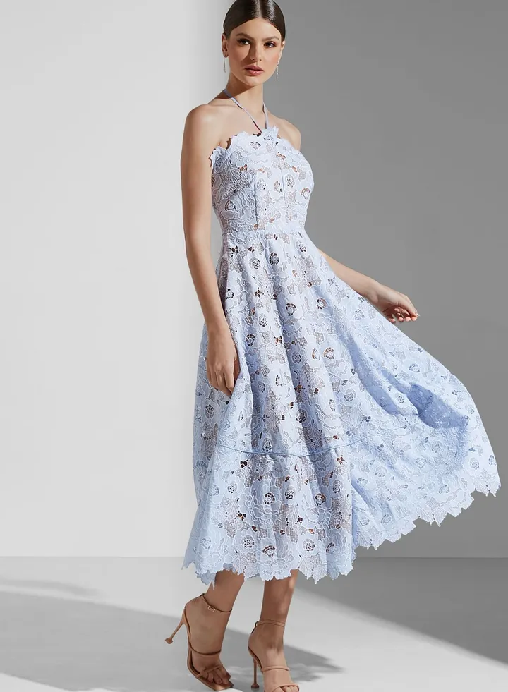 Halter Neck Pleat Detail Dress