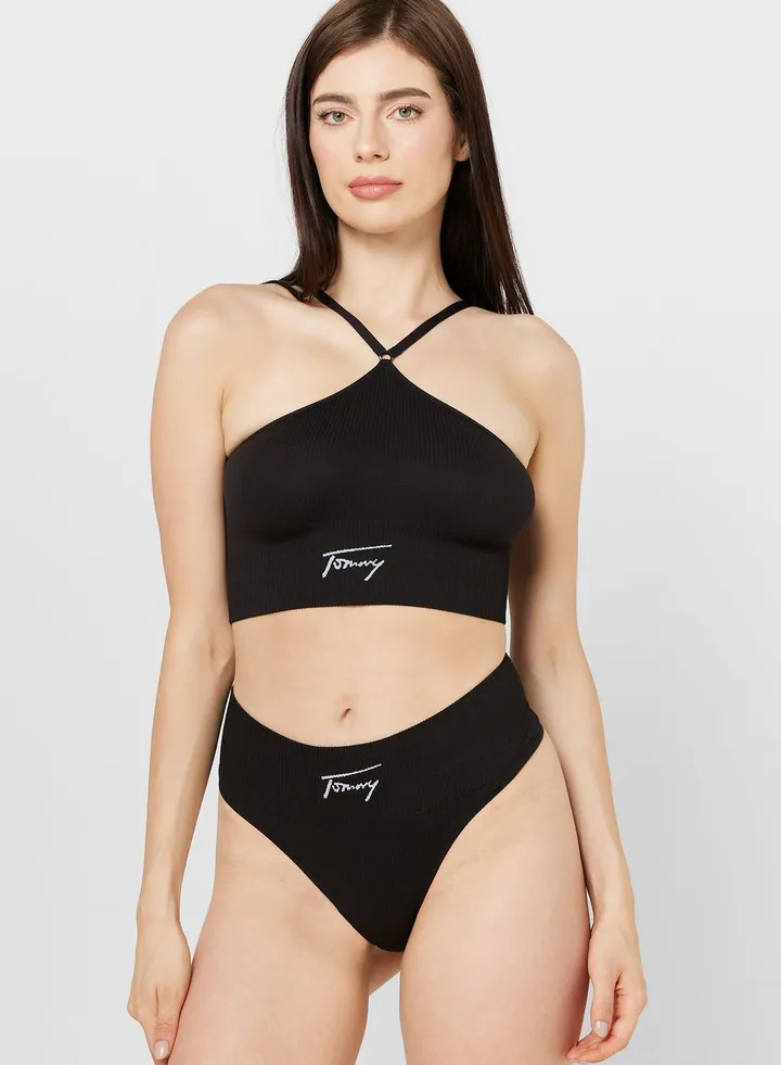 Logo High Leg Thong