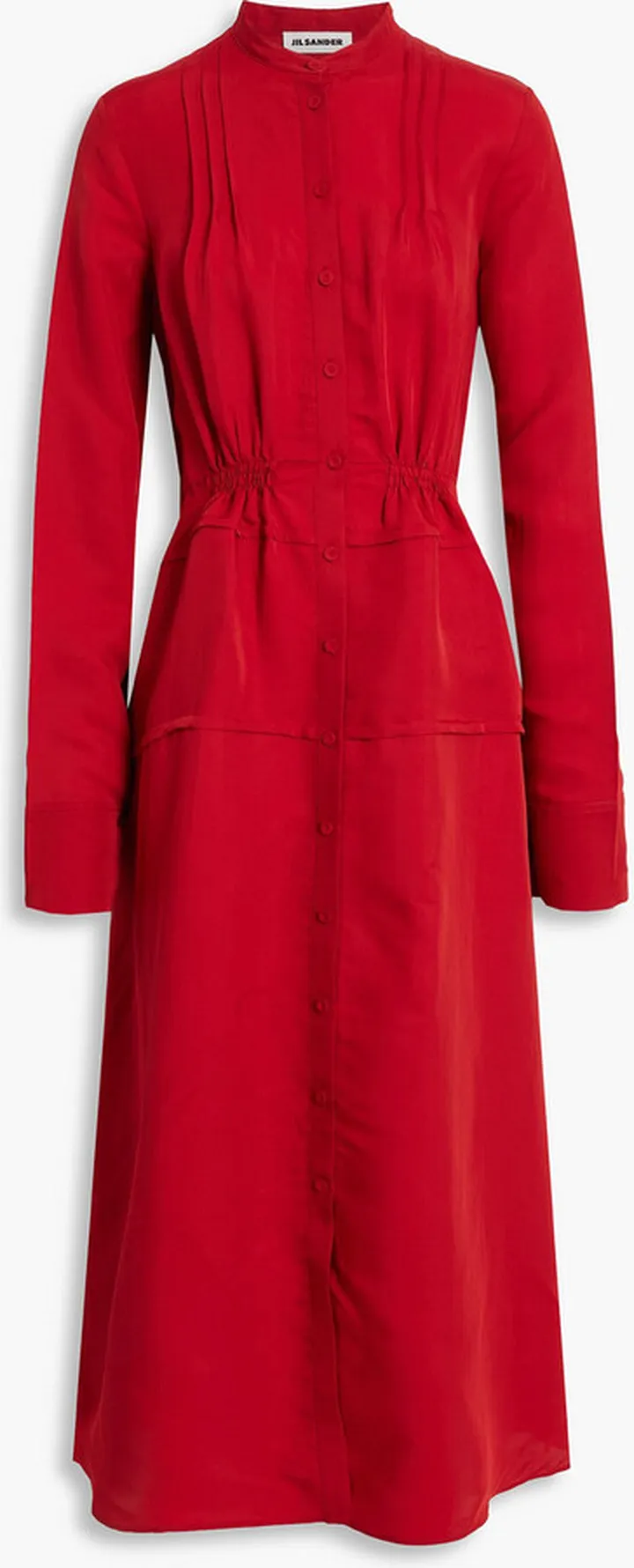 Pintucked twill midi dress