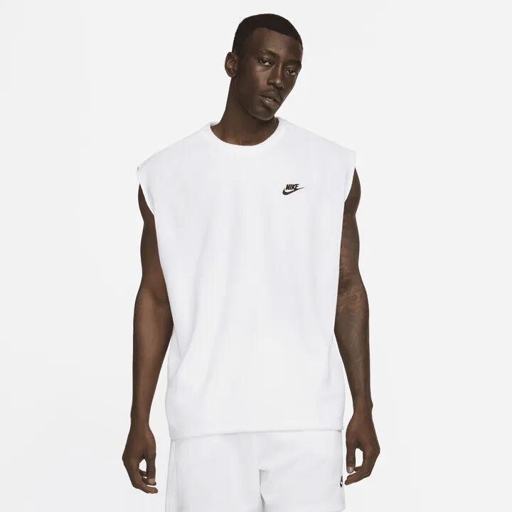 Men's Nike Sportswear Club Fleece Terry Sleeveless Top in White