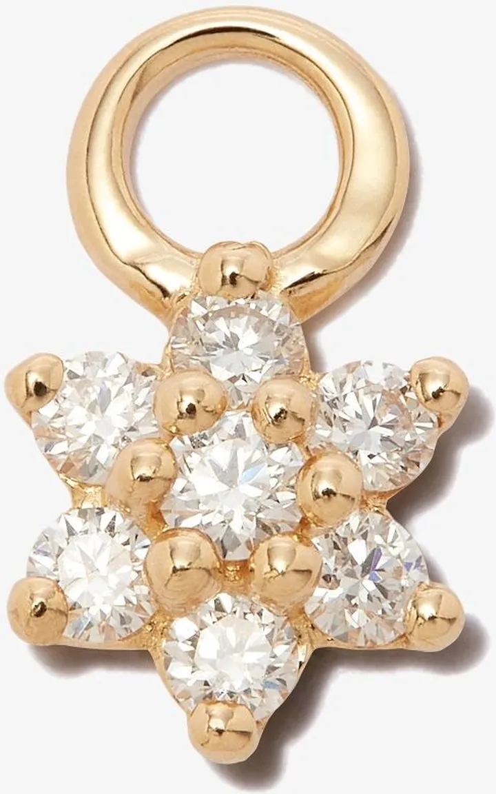 18K Yellow Gold Flower Diamond Charm