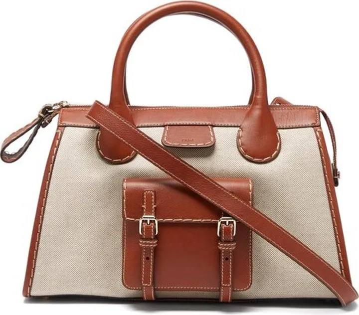 Edith Leather-trim Canvas Handbag