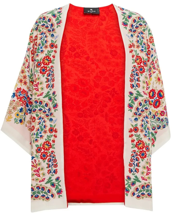 Floral silk cape
