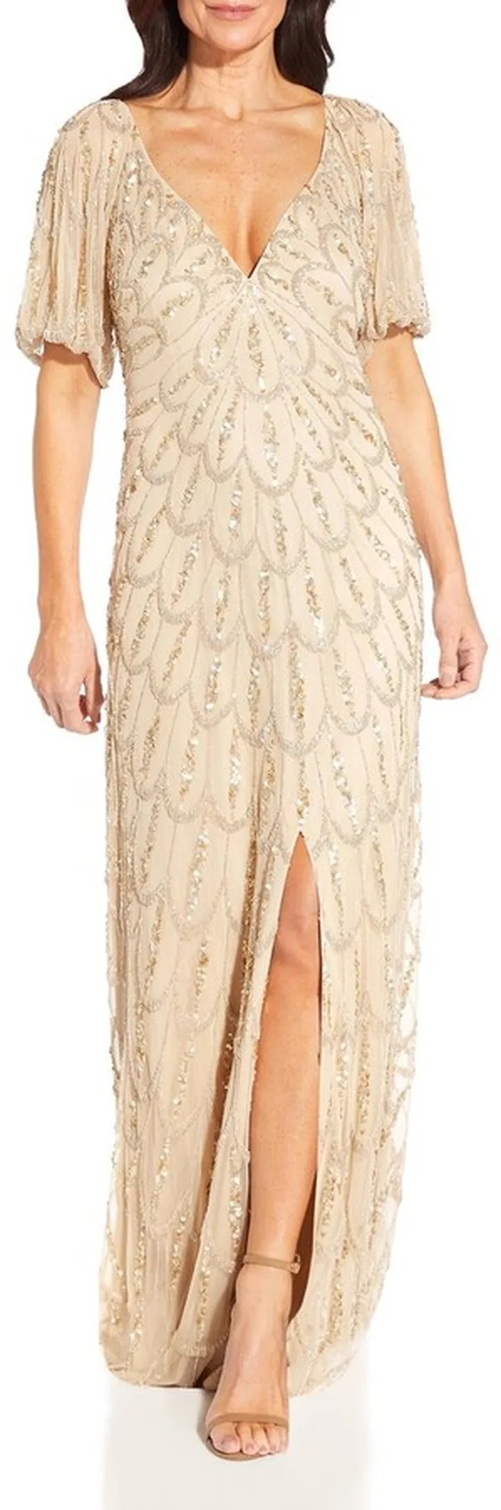 V-Neck Puff Sleeve Gown
