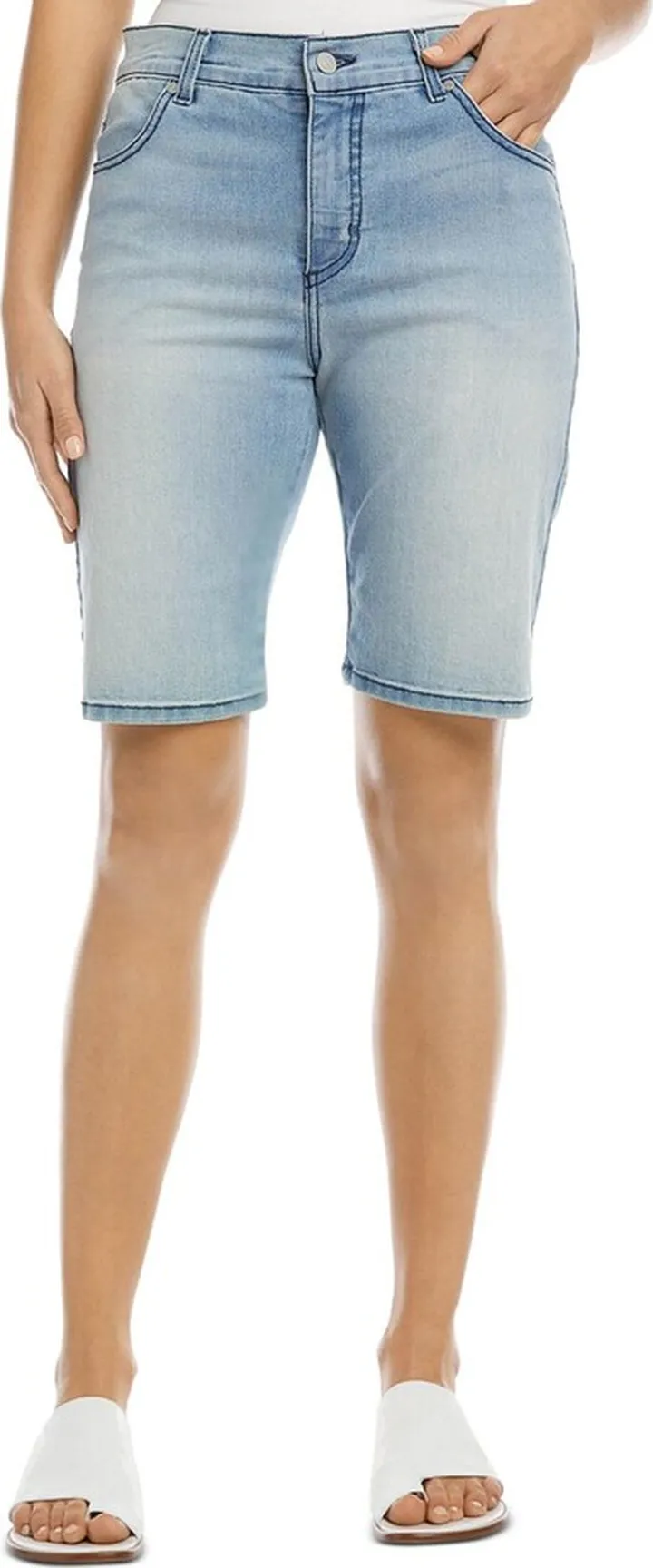 Womens Light Wash Stretch Bermuda Shorts