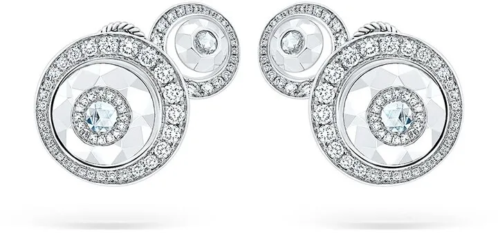18kt white gold diamond Rose Cut Forever Double Disc earrings