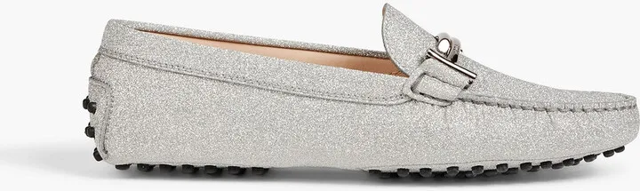 Double T glittered suede loafers