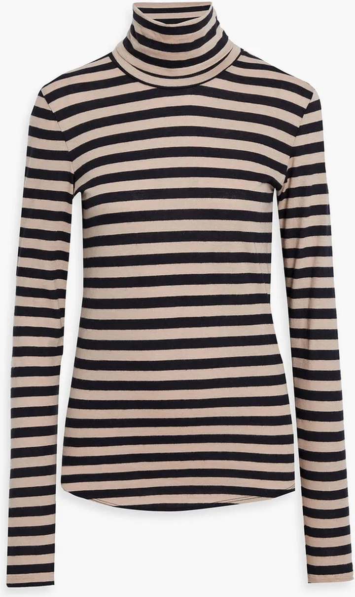 Striped cotton and cashmere-blend jersey turtleneck top