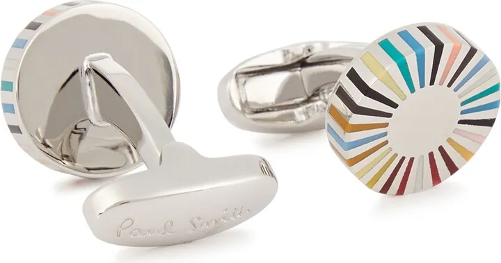 Paul Smith Striped Silver-tone Cufflinks