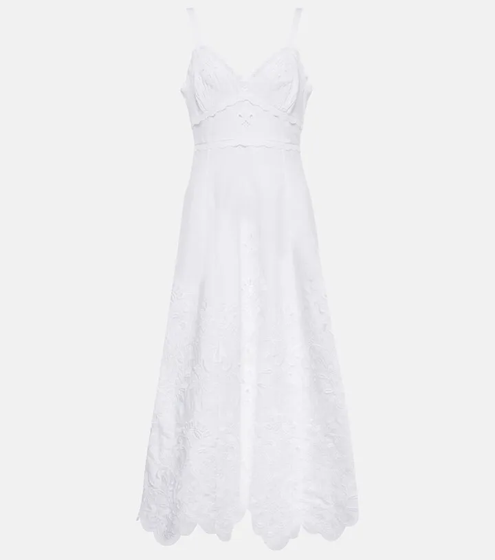 Broderie anglaise cotton-blend dress