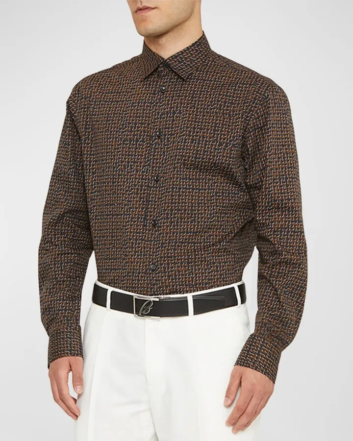 Men's Geometric-Print Sport Shirt