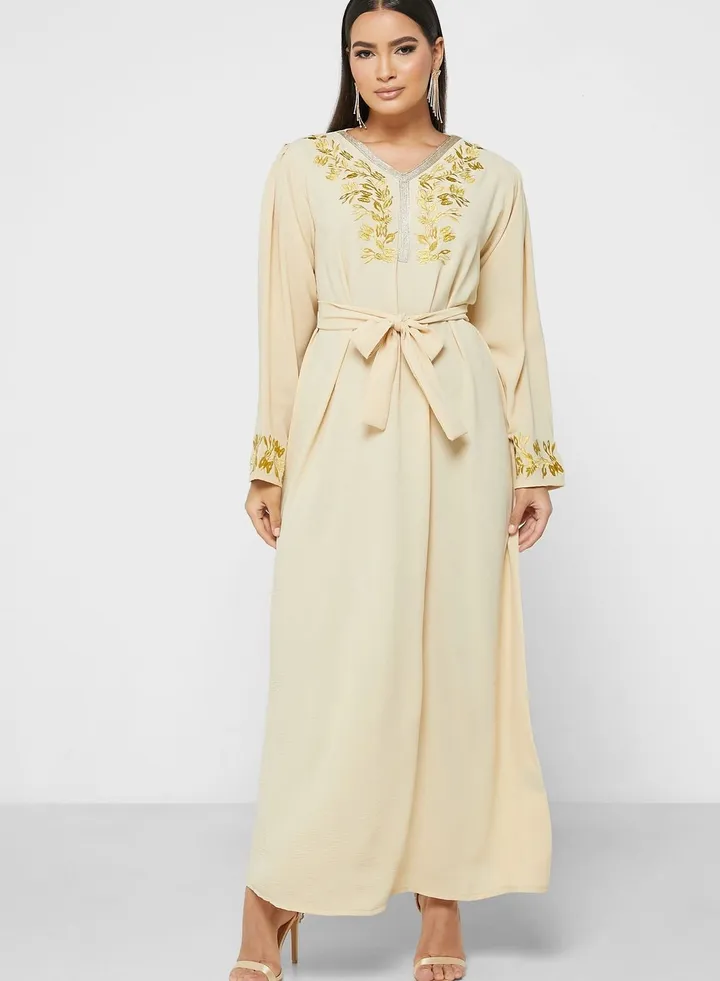 Embroidered Belted Jalabiya
