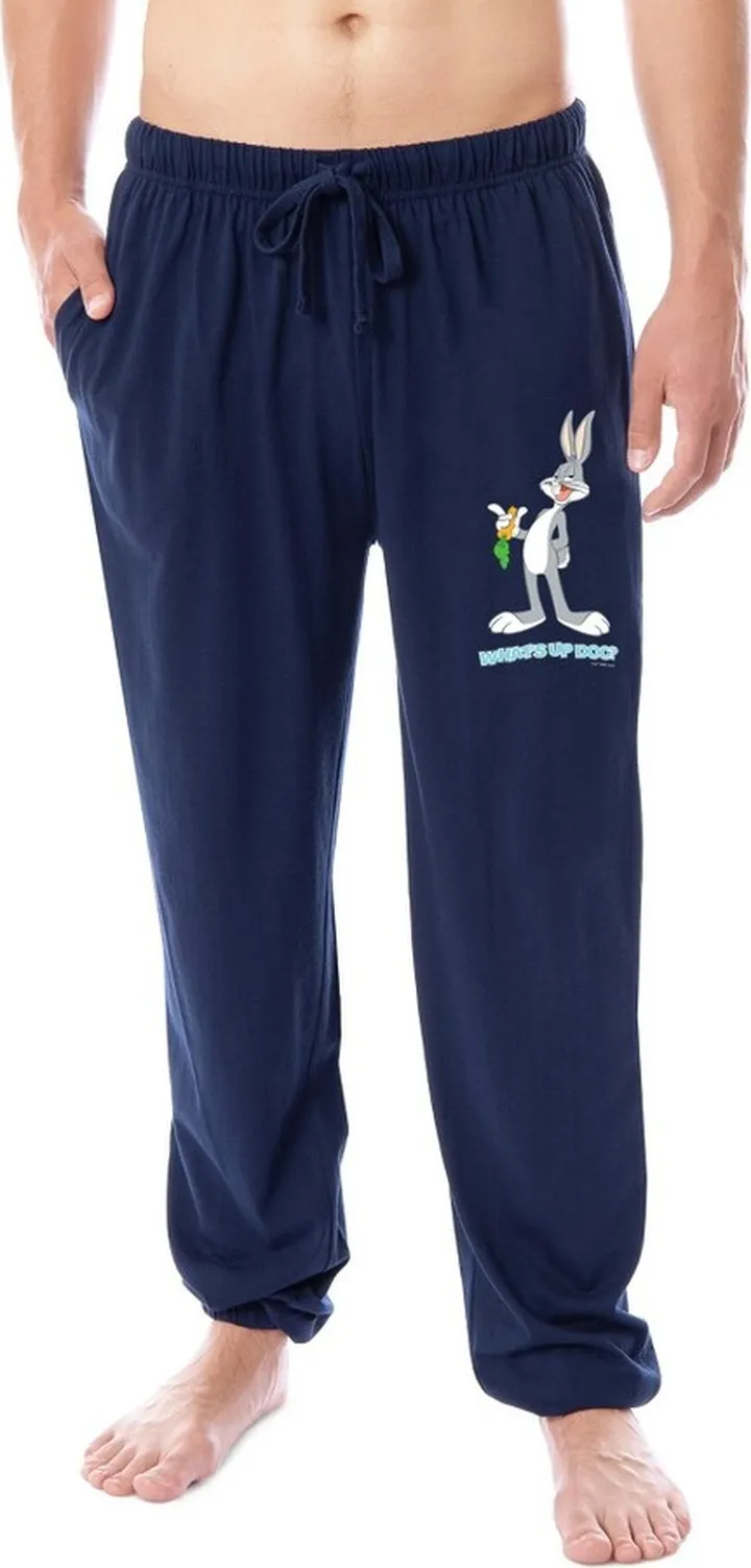 Looney Tunes Mens' Bugs Bunny What's Up Doc? Character Sleep Pajama Pants (XL) Blue