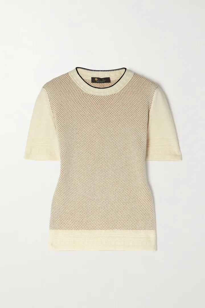 Loro Piana - Honeycomb-knit Cashmere T-shirt - Cream