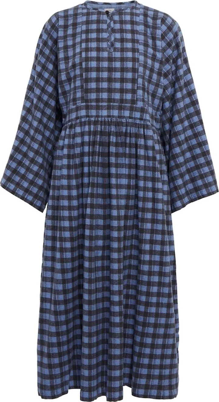 Hippie checked cotton midi dress
