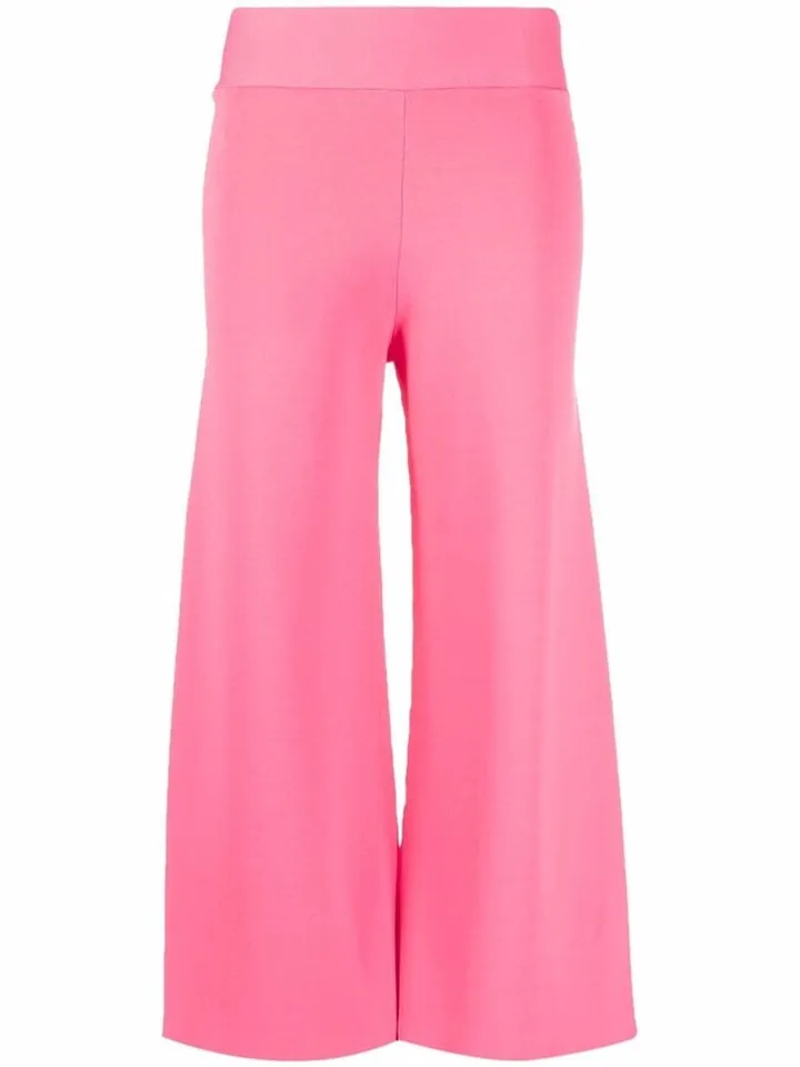 Knitted Wide-Leg Cropped Trousers
