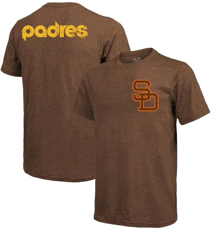 Men's Majestic Threads Brown San Diego Padres Throwback Logo Tri-Blend T-shirt