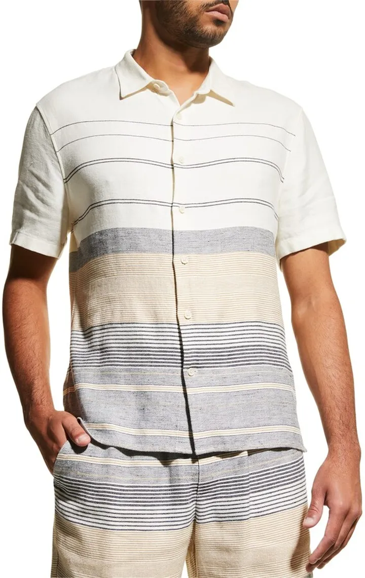Men's Linen Stripe Sport Shirt