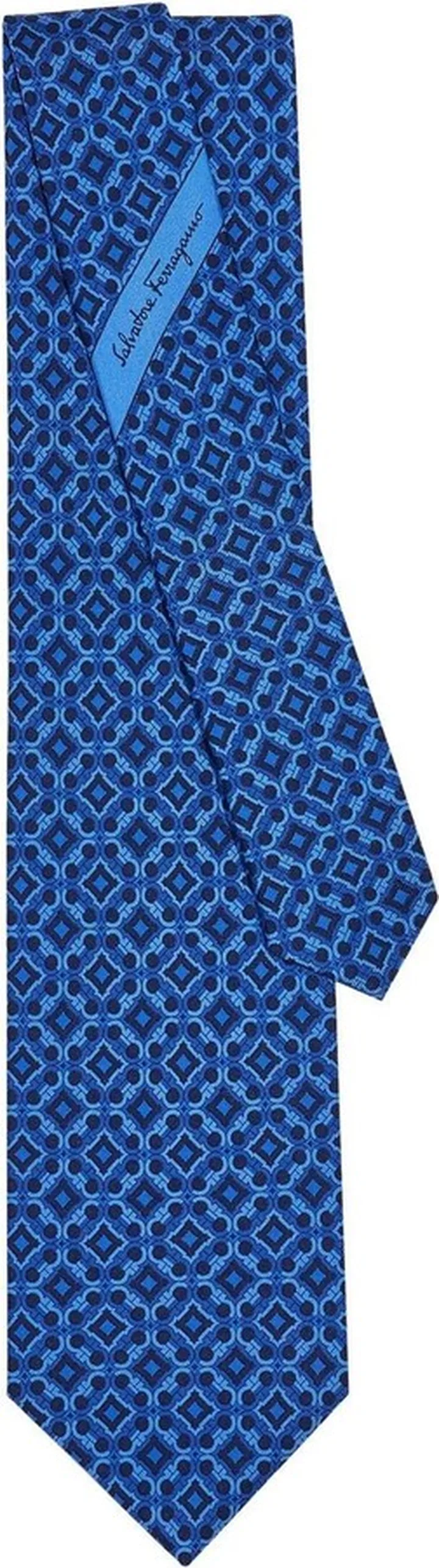 Gancini print silk tie