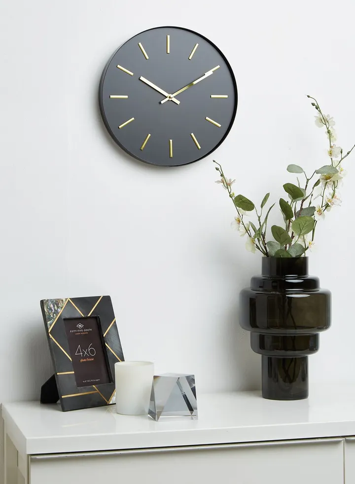 Vitus Black & Gold Wall Clock 30Cm