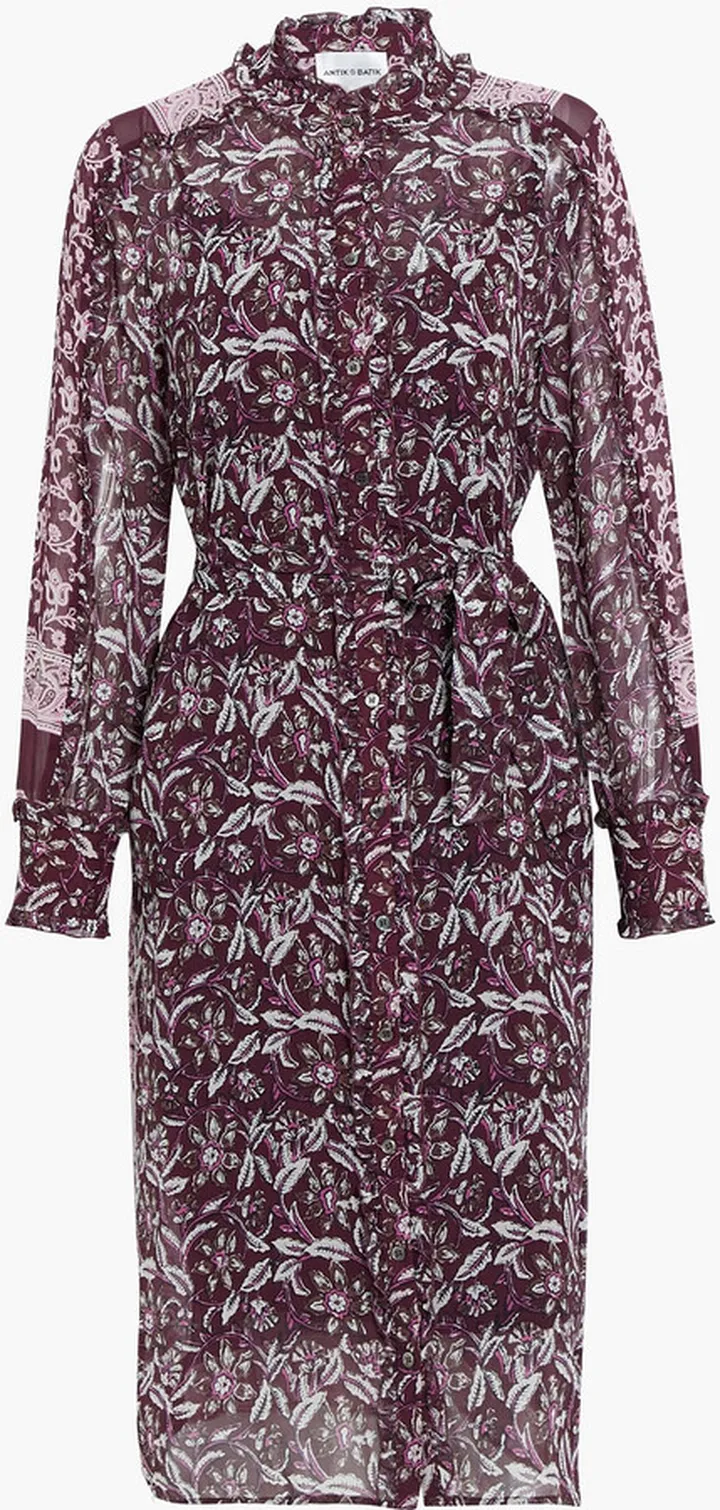 Ilana belted floral-print silk-georgette dress