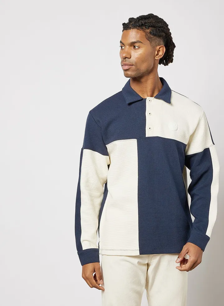 Colorblock Textured Polo