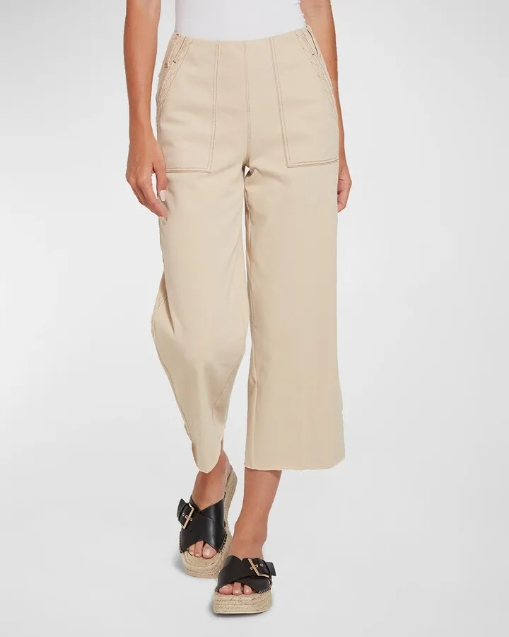 High-Rise Cropped Topstitch Pants