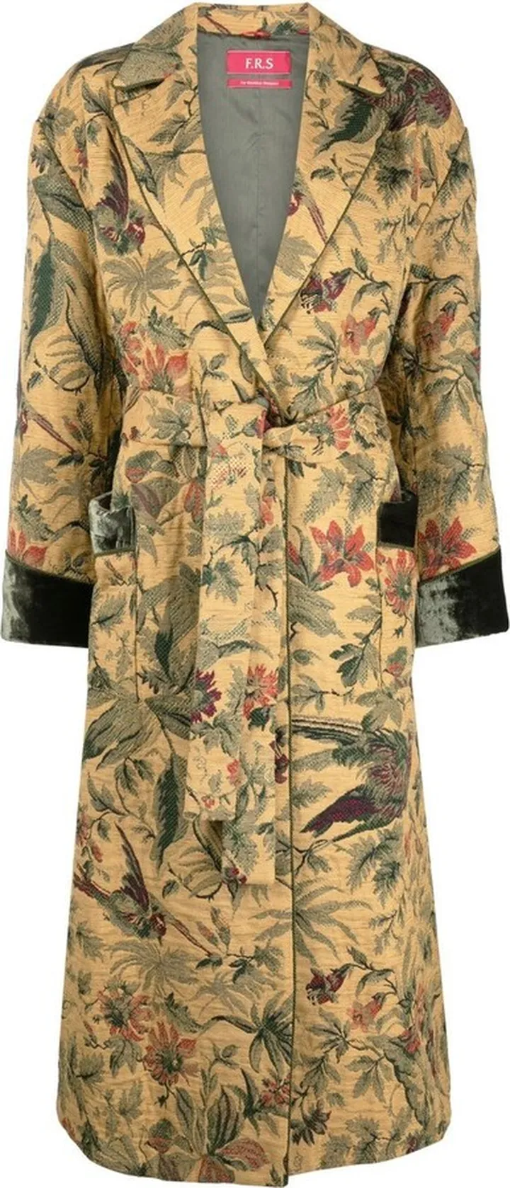 Floral-Print Belted Coat
