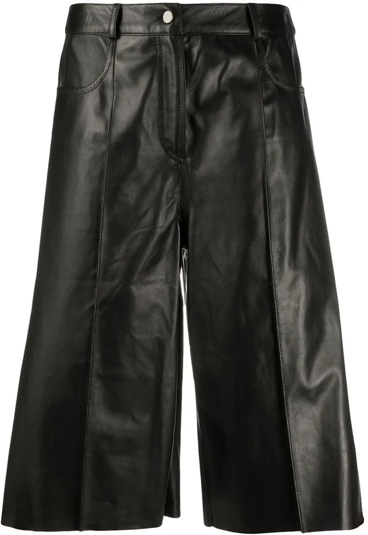 Knee-Length Leather Shorts