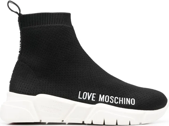 Logo-Print Sock-Style Sneakers