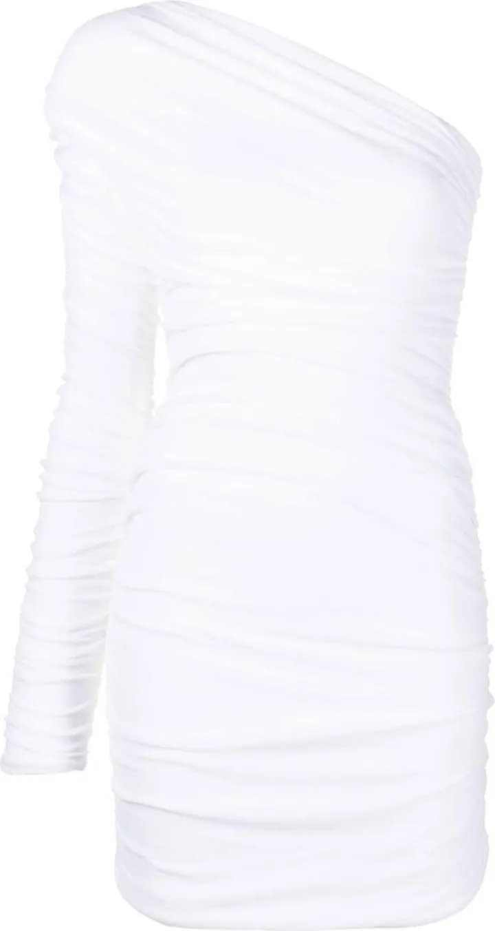 Ruched-Detail One-Shoulder Dress