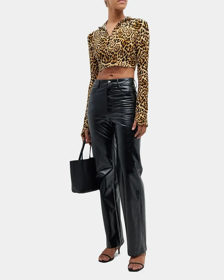 Long-Sleeve Turtle Skull Cap Cropped Top